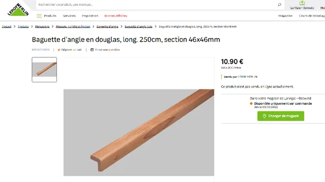 baguette d'angle en douglas