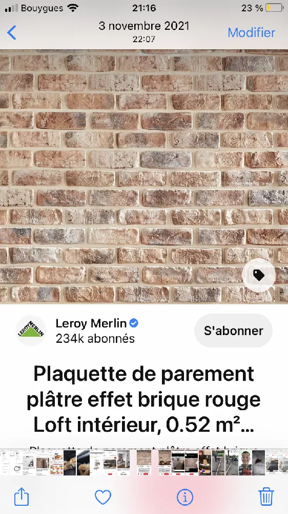 Disponibilité de parement