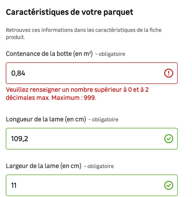 Bug Calculer ma quantité de parquet