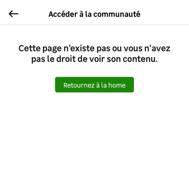 Accès bloquant à la rubrique communauté dans l’application