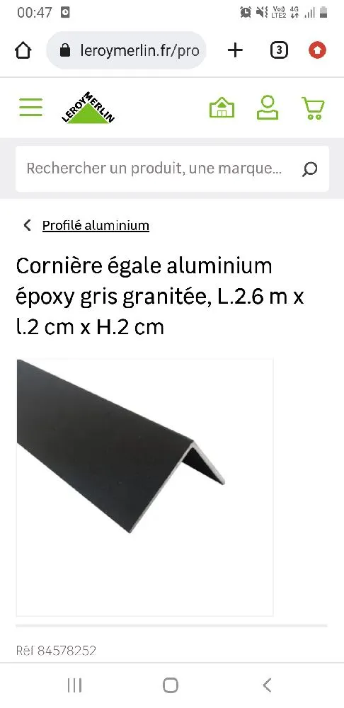 Corniere alu époxy gris granité...