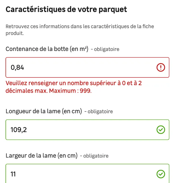 Bug Calculer ma quantité de parquet