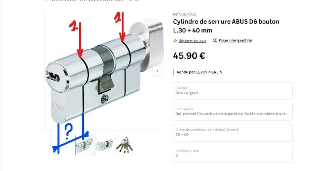 Information cylindre de serrure