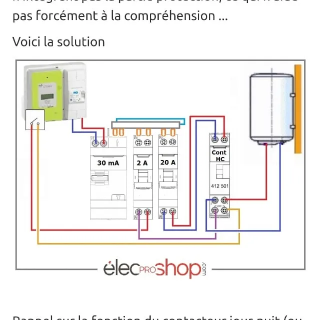 Branchement contacteur jour nuit chauffe eau