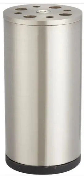 Pied de meuble cylindrique fixe acier brossé gris, 10 cm   Réf 69165866