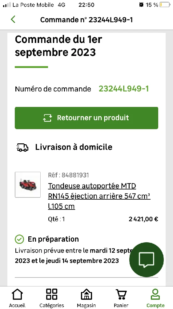 Comment avoir confirmation d une date de livraison ? Commande 23244L949-1