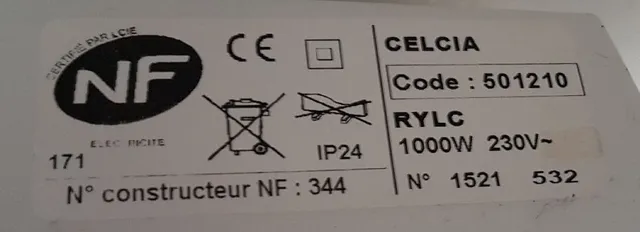 Recherche désespérément notice utilisation CELCIA RYLC radiateur rayonnant