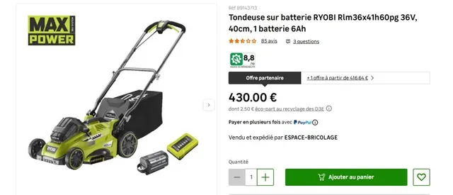 référence de lame  tondeuse Ryobi ?