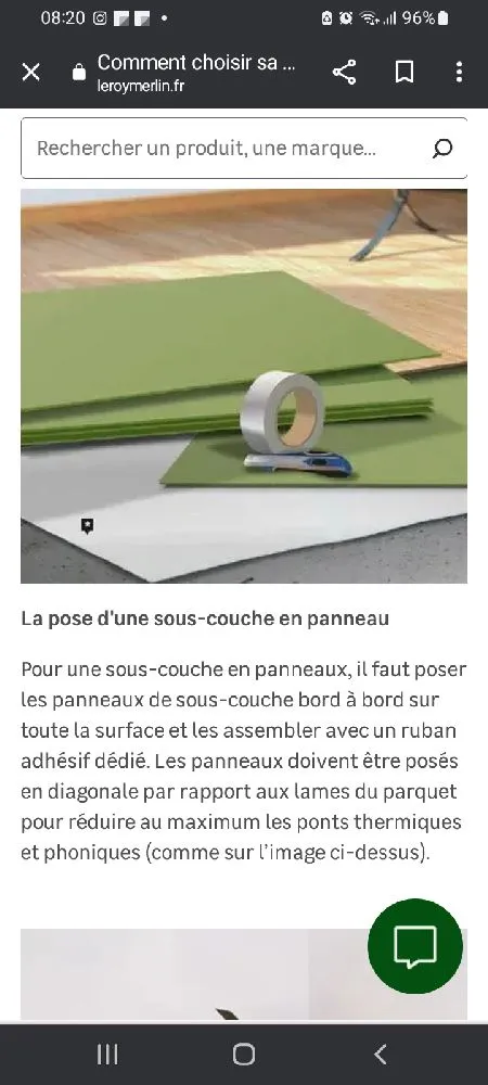 Pose de parquet flottant sur carrelage: quelle isolation ?