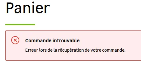 Commande introuvable dans le panier