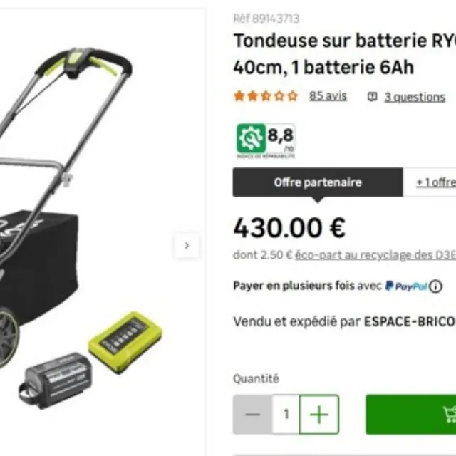 référence de lame  tondeuse Ryobi ?